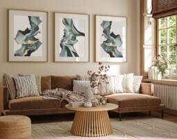 Neutral Abstract Art Prints, Modern Art, Brush Strokes, Wall , Set Of 3 A5, A4, A3 A3+ A2 A1 , 50x70 cm Sizes, Fast Delivery - thumbnail 1