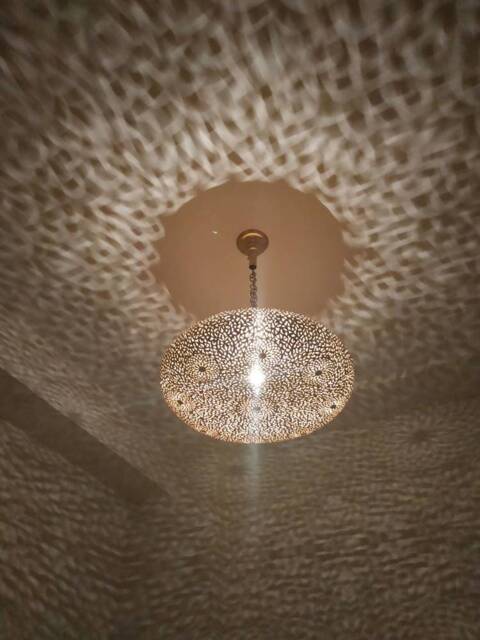 Intricate Floral Moroccan Pendant Light Large Brass Lantern Chandelier - image 1