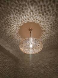 Intricate Floral Moroccan Pendant Light Large Brass Lantern Chandelier - thumbnail 1