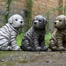 Stone Shar Pei Puppy Statue Adorable Wrinkled Dog Garden Decoration Outdoor Memorial Sculpture Home Figurine Yard Ornament For Dog Love - thumbnail 4