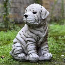 Stone Shar Pei Puppy Statue Adorable Wrinkled Dog Garden Decoration Outdoor Memorial Sculpture Home Figurine Yard Ornament For Dog Love - thumbnail 2