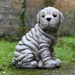 Stone Shar Pei Puppy Statue Adorable Wrinkled Dog Garden Decoration Outdoor Memorial Sculpture Home Figurine Yard Ornament For Dog Love - thumbnail 3