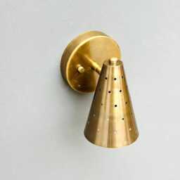 Brass Wall Sconce Light - Sconces Lamp Mid Century Modern Raw Brass Italian Scone Cone - thumbnail 3
