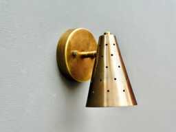 Brass Wall Sconce Light - Sconces Lamp Mid Century Modern Raw Brass Italian Scone Cone - thumbnail 1