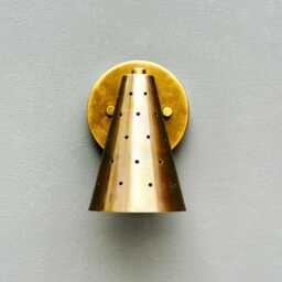 Brass Wall Sconce Light - Sconces Lamp Mid Century Modern Raw Brass Italian Scone Cone - thumbnail 2