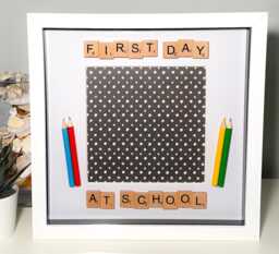 First Day At School Or Nursery Frame Keepsake - Personalised Photo Crayons Pencils - thumbnail 1