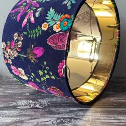 Blue Velvet Lampshade, Table Luxury Floral Handmade Ceiling Flower Pattern Lampshade - thumbnail 3