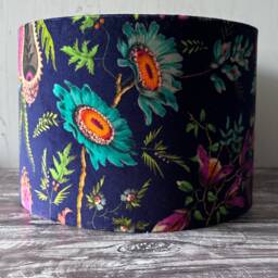 Blue Velvet Lampshade, Table Luxury Floral Handmade Ceiling Flower Pattern Lampshade - thumbnail 2