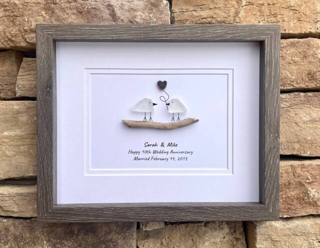 10Th Wedding Anniversary Personalized Gift, Tin Ten Year Art, Gift For Wife, Husband - image 1