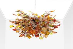 Ceiling Light Fixture , Dining Chandelier With Warm Color Flowers & Leaves