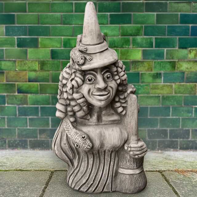 Old Witch Sculpture Cement Sorceress Statue Stone Spooky Garden Ornament Magical Figurine Outdoor Fantasy Decoration Lover Gift - image 1