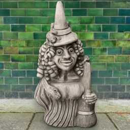 Old Witch Sculpture Cement Sorceress Statue Stone Spooky Garden Ornament Magical Figurine Outdoor Fantasy Decoration Lover Gift - thumbnail 3