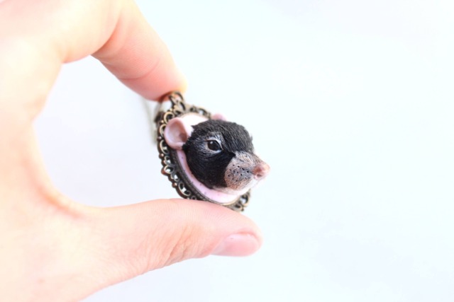 Custom Pet Portrait Necklace Handmade Polymer Clay Mouse Jewelry - image 1