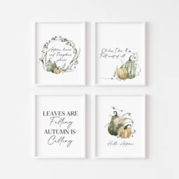 Autumn Pumpkin Watercolour Prints, Set Of 4, Fall Home Decor - Unframed - thumbnail 1