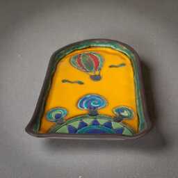 Handmade Ceramic Wall Art Plate, Hot Air Balloon Decor, Whimsical Nursery Accent - thumbnail 4