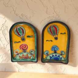 Handmade Ceramic Wall Art Plate, Hot Air Balloon Decor, Whimsical Nursery Accent