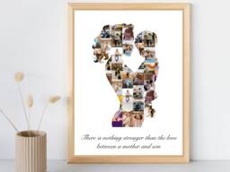 Mother & Son Silhouette, Personalised Gifts For Mum From Son, Birthday Picture Collage Gift Mother Gift - thumbnail 1