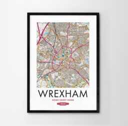 Use Any UK Post Code Personalised Custom Made Map Print Os Maps Homeowner House Warming Gift Framed Art Wall Detailed Wrexham - thumbnail 1