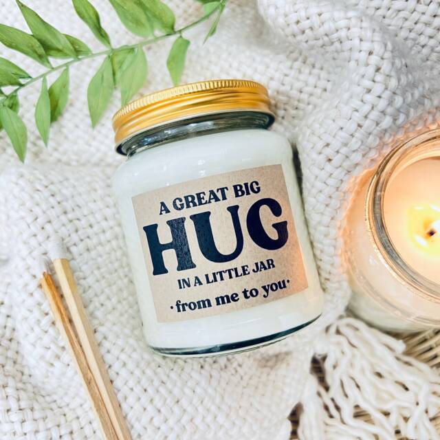 Scented Soy Candle Gift Big Hug in A Jar, Thinking Of You - image 1