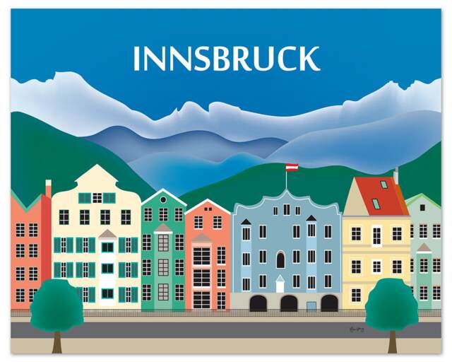 Innsbruck Skyline Art Print, Austria Travel Horizontal Art, City Style E8-O-Inn - image 1