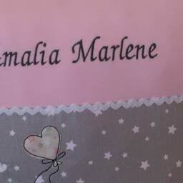 Birth Pillow - Elephant Grey/Pink Appli Stars - thumbnail 3