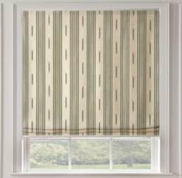 New Thibaut Odeshia Stripe Roman Shade Shown in Spruce Green - thumbnail 1