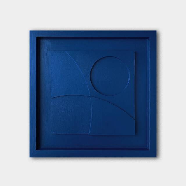 Geometric Relief Painting - Mid Century Modern Wall Sculpture - 30x30cm - image 1