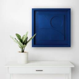 Geometric Relief Painting - Mid Century Modern Wall Sculpture - 30x30cm - thumbnail 2