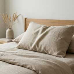 Linen Pillow Case Cover Housewife Pillowcase Standard Queen King Euro White Oatmeal Body