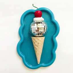 Disco Ball Ice Cream Cone Wall Hanging Dopamine Decor