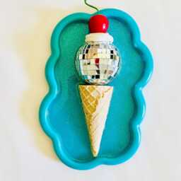 Disco Ball Ice Cream Cone Wall Hanging Dopamine Decor - thumbnail 2