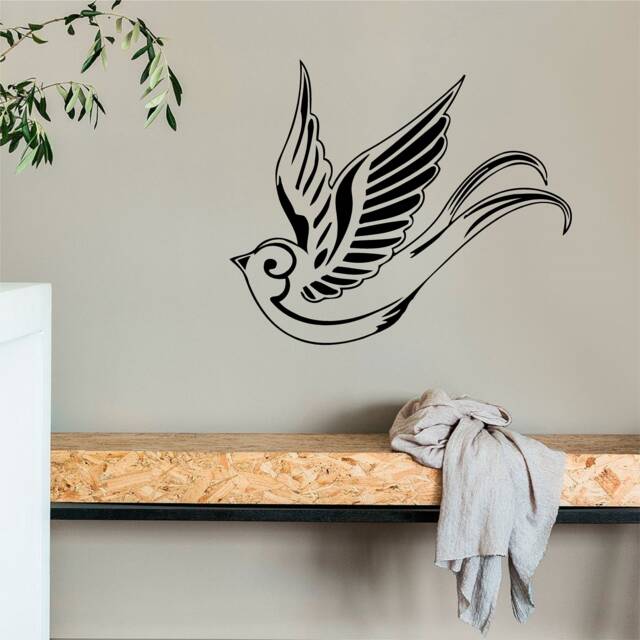 Elegant Swallow Vinyl Wall Art, Decal, Sticker, Transfer, Mural, Decor, Rent Friendly, Interior, Exterior, Full Removable, - 0066 - image 1