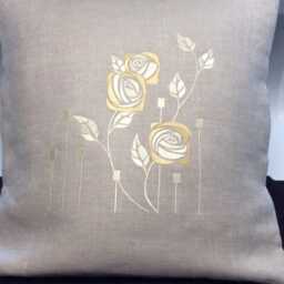 Mackintosh Rose Embroidered Pillow Cover, Arts & Crafts Style - thumbnail 4