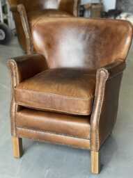 Handcrafted Brazilian Leather Aviator Chair, Vintage Tan Armchair