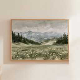 Blue Mountain Poster, Alpine Landscape Print, Nature Wall Art, Paper - thumbnail 1