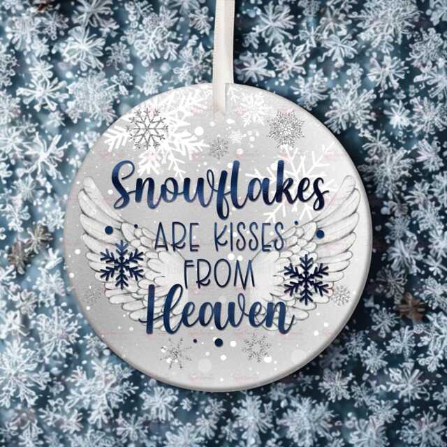 Personalised Christmas Decoration - Snowflakes Are Kisses From Heaven Memory Bauble Stocking Filler Eve Box
