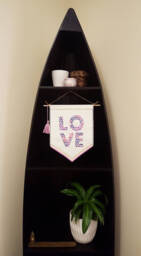 Love Sign - Valentines Decor Art Wall Hanging Boho Bohemian Fabric Banner Purple Tassel