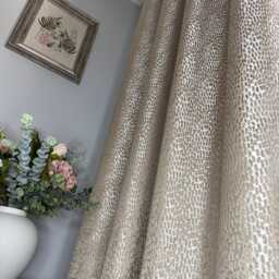 Luxury Bespoke Lined Eyelet Curtains - Antelope Champagne/Gold For Bedroom & Living Room Custom Made, Woldwide Shipping - thumbnail 4