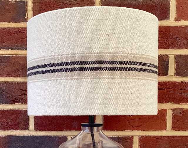 Grain Sack Linen Lampshade Black Beige Cream Stripes Natural Oatmeal Cream - image 1
