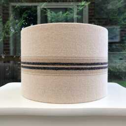 Grain Sack Linen Lampshade Black Beige Cream Stripes Natural Oatmeal Cream - thumbnail 3