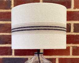 Grain Sack Linen Lampshade Black Beige Cream Stripes Natural Oatmeal Cream - thumbnail 1