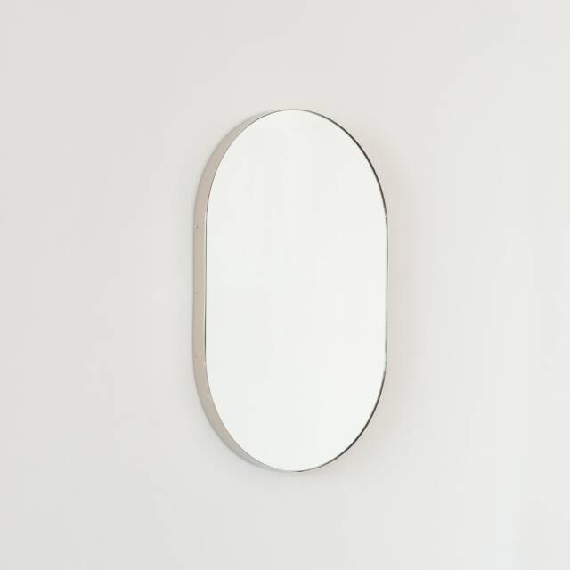 Capsula??? Pill Shaped Modern Mirror With Nickel Plated Frame, Xl - image 1