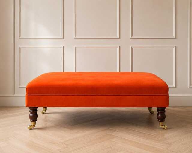 Luxury Velvet Coffee Table Footstool Handcrafted, Traditional Style Ottoman - image 1