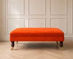 Luxury Velvet Coffee Table Footstool Handcrafted, Traditional Style Ottoman