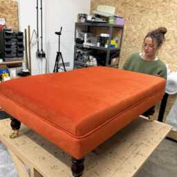 Luxury Velvet Coffee Table Footstool Handcrafted, Traditional Style Ottoman - thumbnail 2