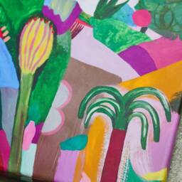 Abstrakte Landschaft Leinwanddruck -Kunstdruck Viele Pflanzen Dekor - Druck Wandkunst Mit Berglandschaft Und Natur - thumbnail 3