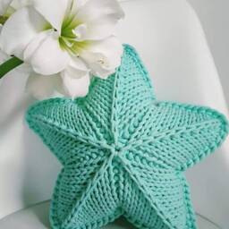 Knitted Star Pillow Cotton Cord Xmas Decor - 35cm - thumbnail 3