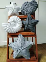 Knitted Star Pillow Cotton Cord Xmas Decor - 35cm