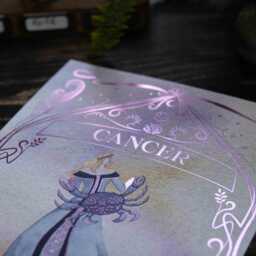 Cancer Zodiac Print Watercolor Celestial Art With Foil - thumbnail 3
