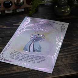 Cancer Zodiac Print Watercolor Celestial Art With Foil - thumbnail 2